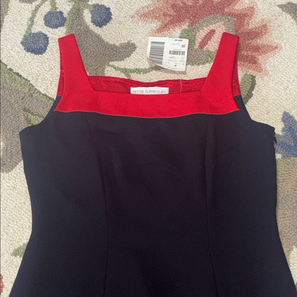 Petite Sophisticate 80s 90s Black and Red sleeveless Mini Dress, 2 - Picture 2 of 12